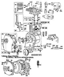 Cylinder,crankcase,gear Case Diagram and Parts List for 80101-0167-XX  Briggs and Stratton Engine